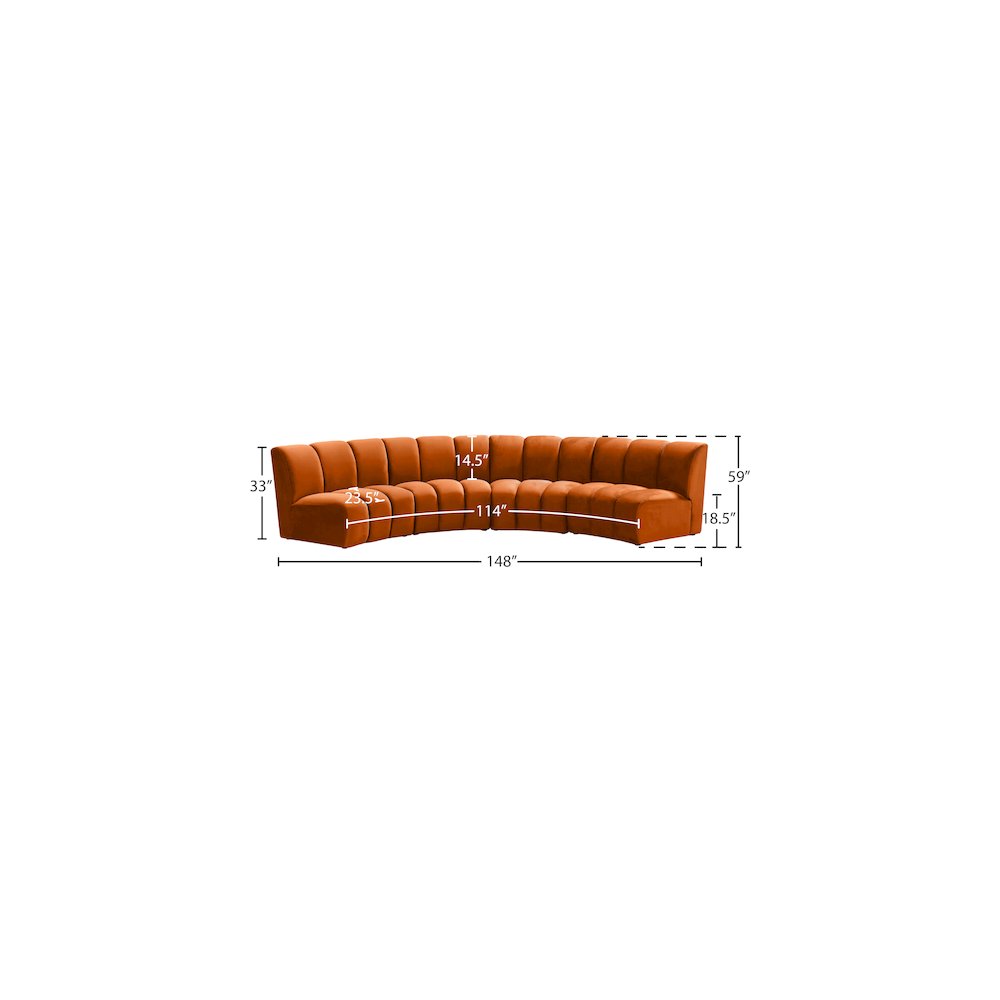 Infinity Cognac Velvet 4pc. Modular Sectional