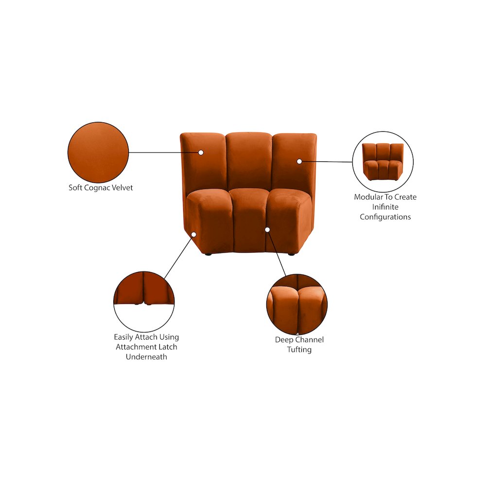 Infinity Cognac Velvet Modular Chair