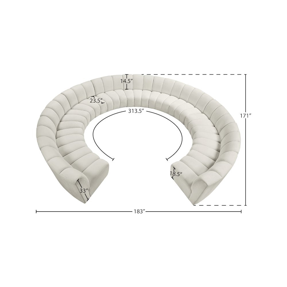 Infinity Cream Velvet 11pc. Modular Sectional