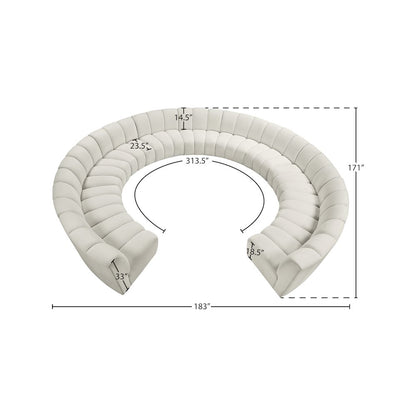 Infinity Cream Velvet 11pc. Modular Sectional