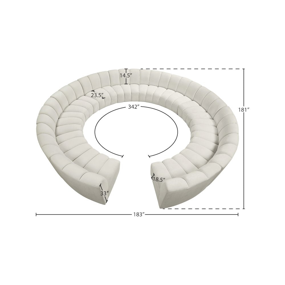 Infinity Cream Velvet 12pc. Modular Sectional