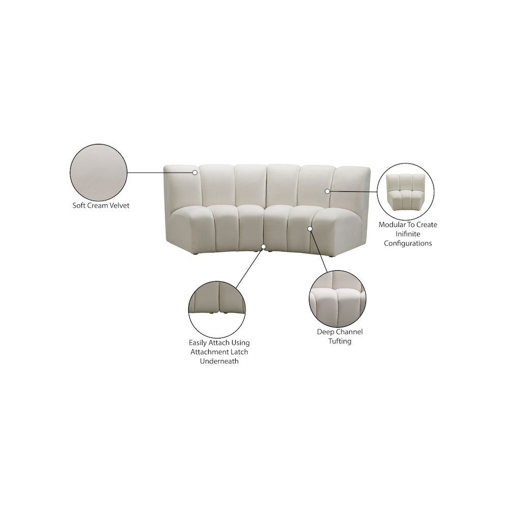 Infinity Cream Velvet 2pc. Modular Sectional