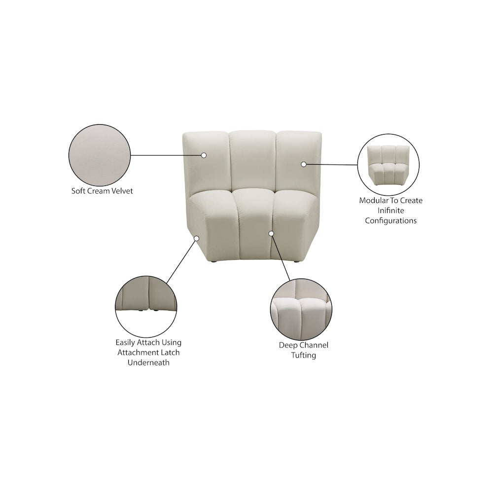 Infinity Cream Velvet Modular Chair