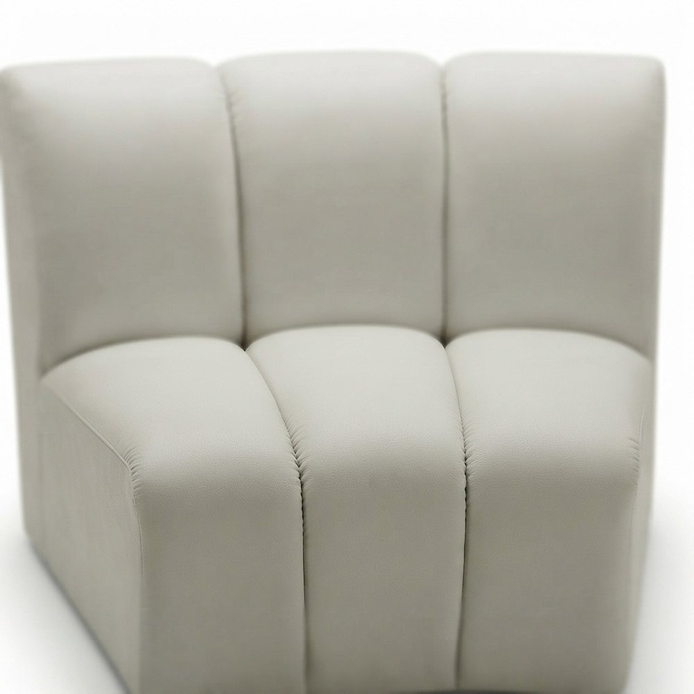 Velvet Modular Accent Chair with Foam Cushioning for Living Room, Cream Velvet