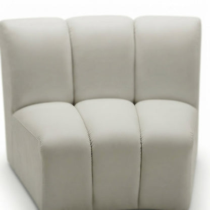 Velvet Modular Accent Chair with Foam Cushioning for Living Room, Cream Velvet