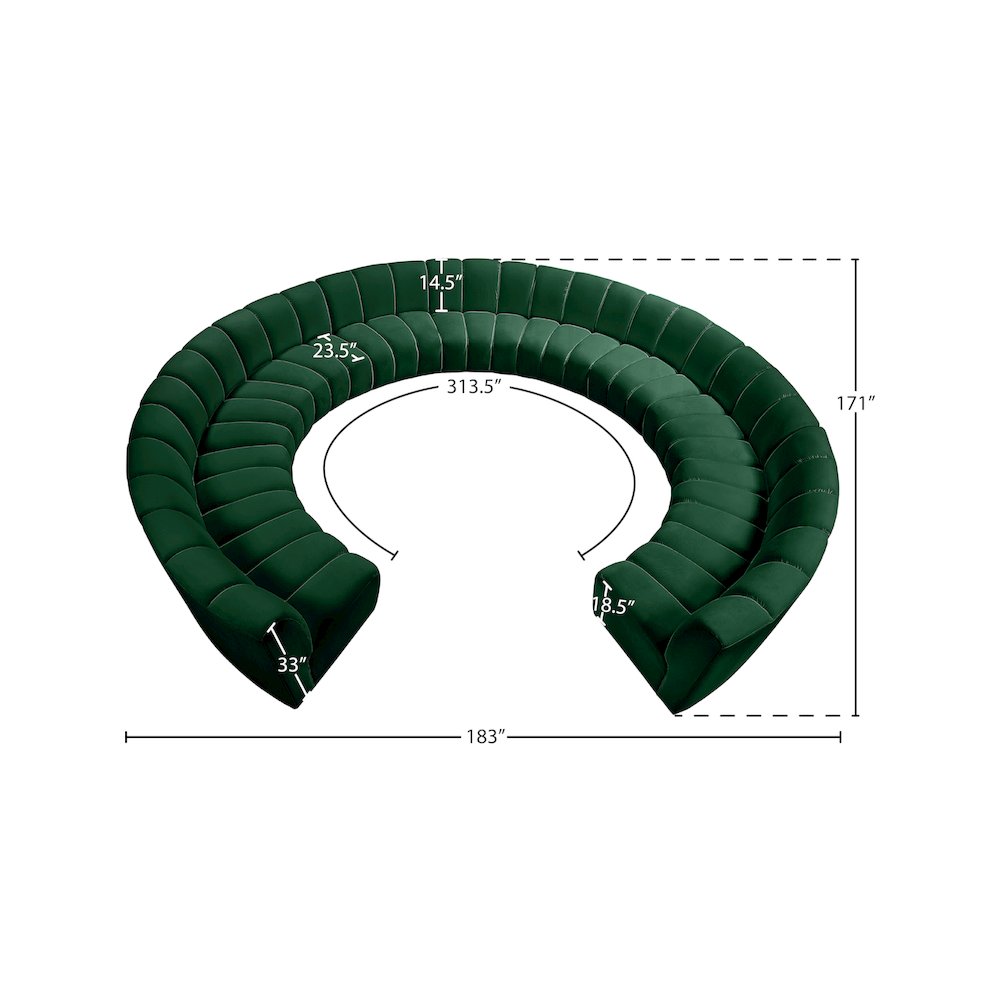 Infinity Green Velvet 11pc. Modular Sectional