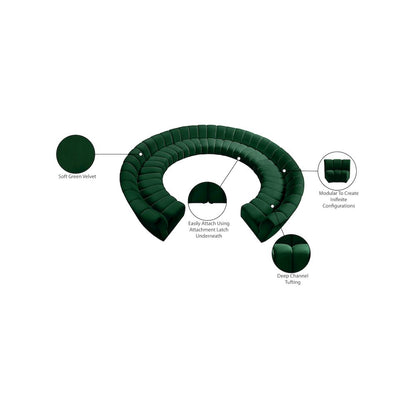 Infinity Green Velvet 11pc. Modular Sectional
