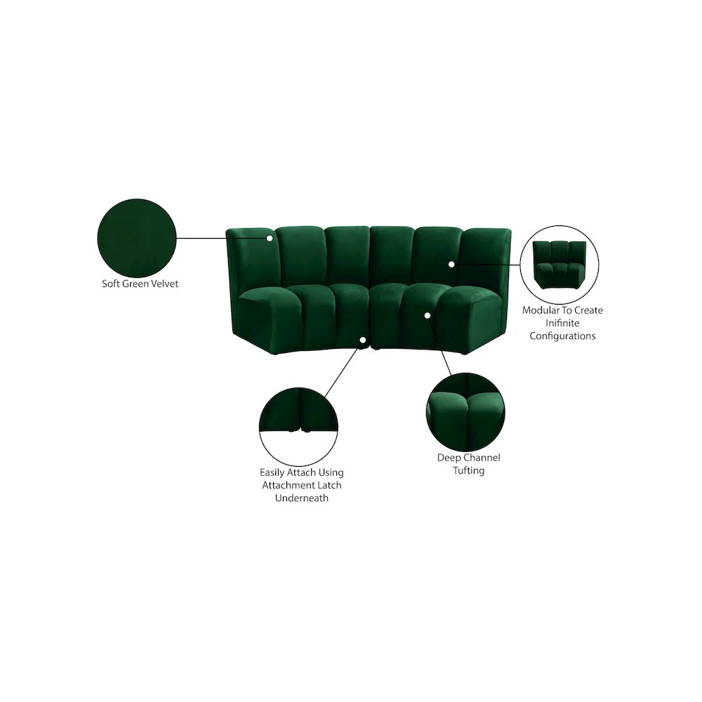 Infinity Green Velvet 2pc. Modular Sectional
