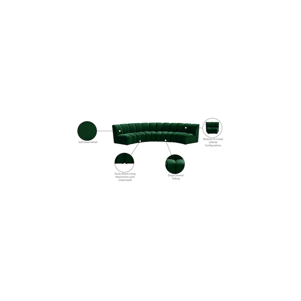 Infinity Green Velvet 4pc. Modular Sectional