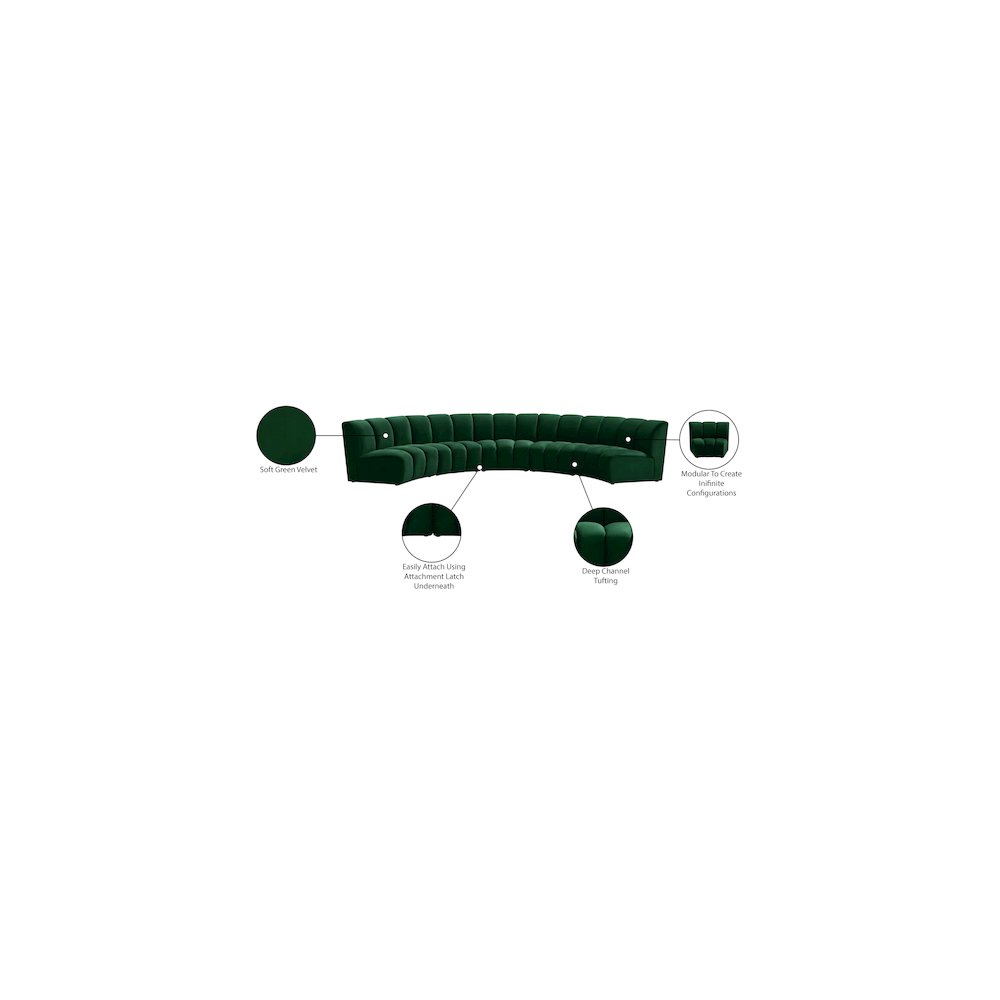 Infinity Green Velvet 5pc. Modular Sectional