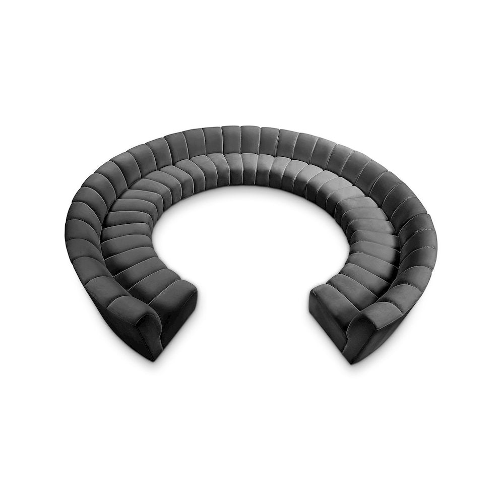 Infinity Grey Velvet 11pc. Modular Sectional