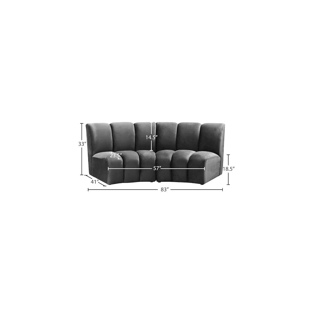 Infinity Grey Velvet 2pc. Modular Sectional