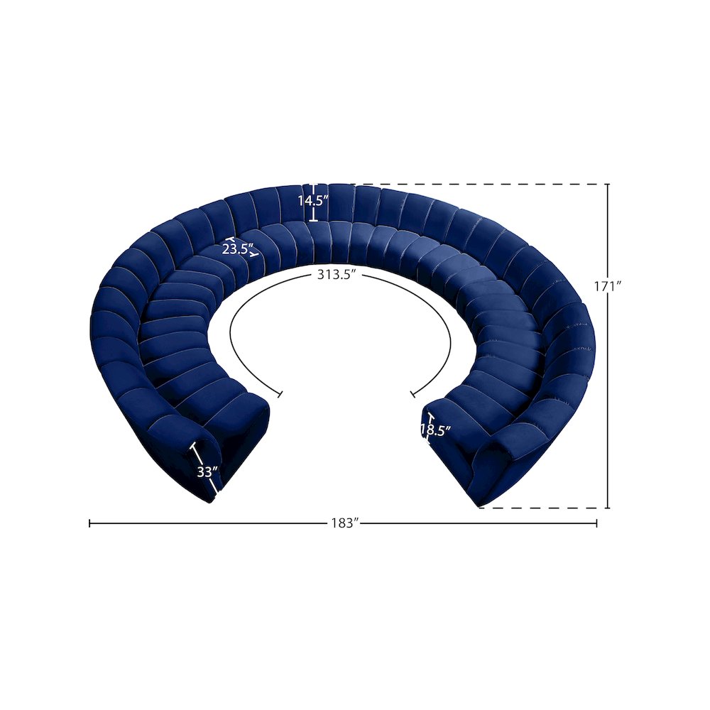 Infinity Navy Velvet 11pc. Modular Sectional