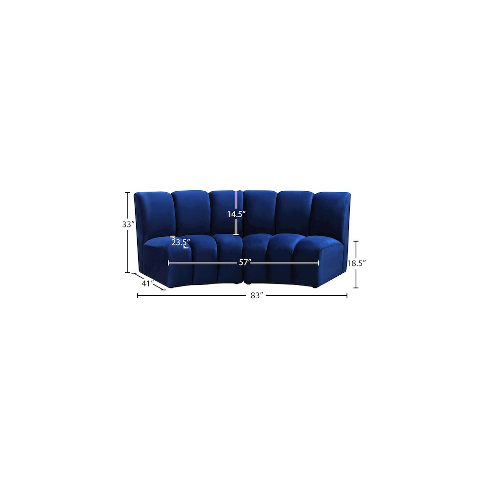 Infinity Navy Velvet 2pc. Modular Sectional