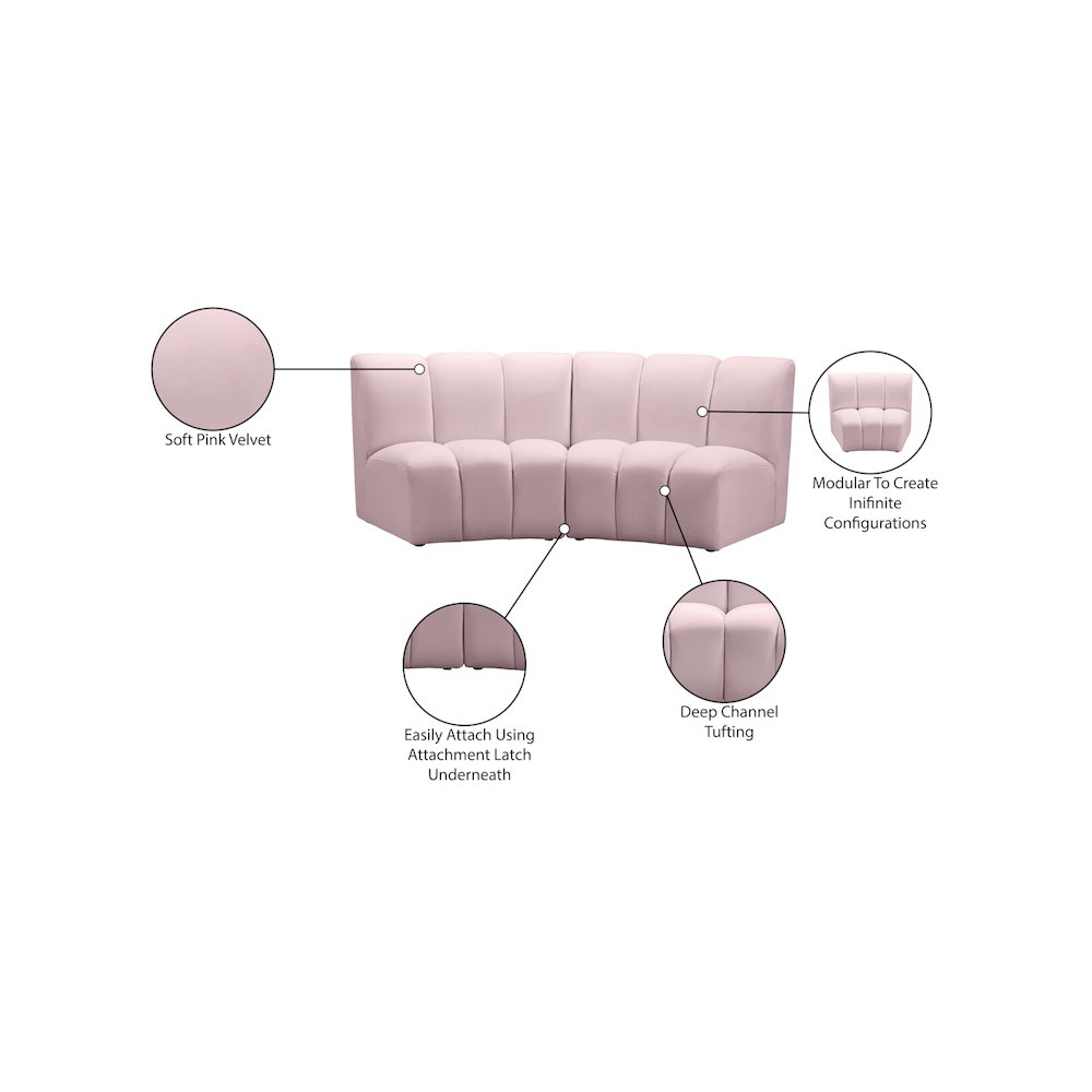 Infinity Pink Velvet 2pc. Modular Sectional