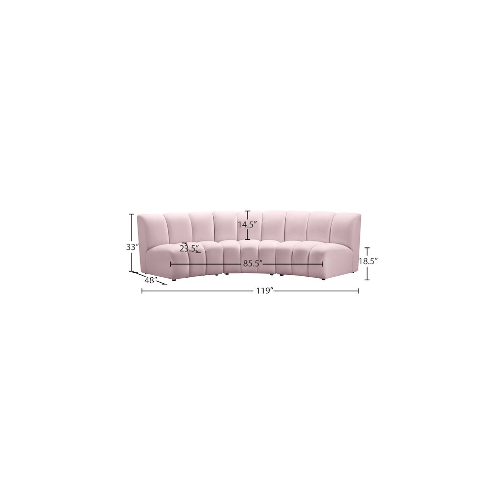 Infinity Pink Velvet 3pc. Modular Sectional