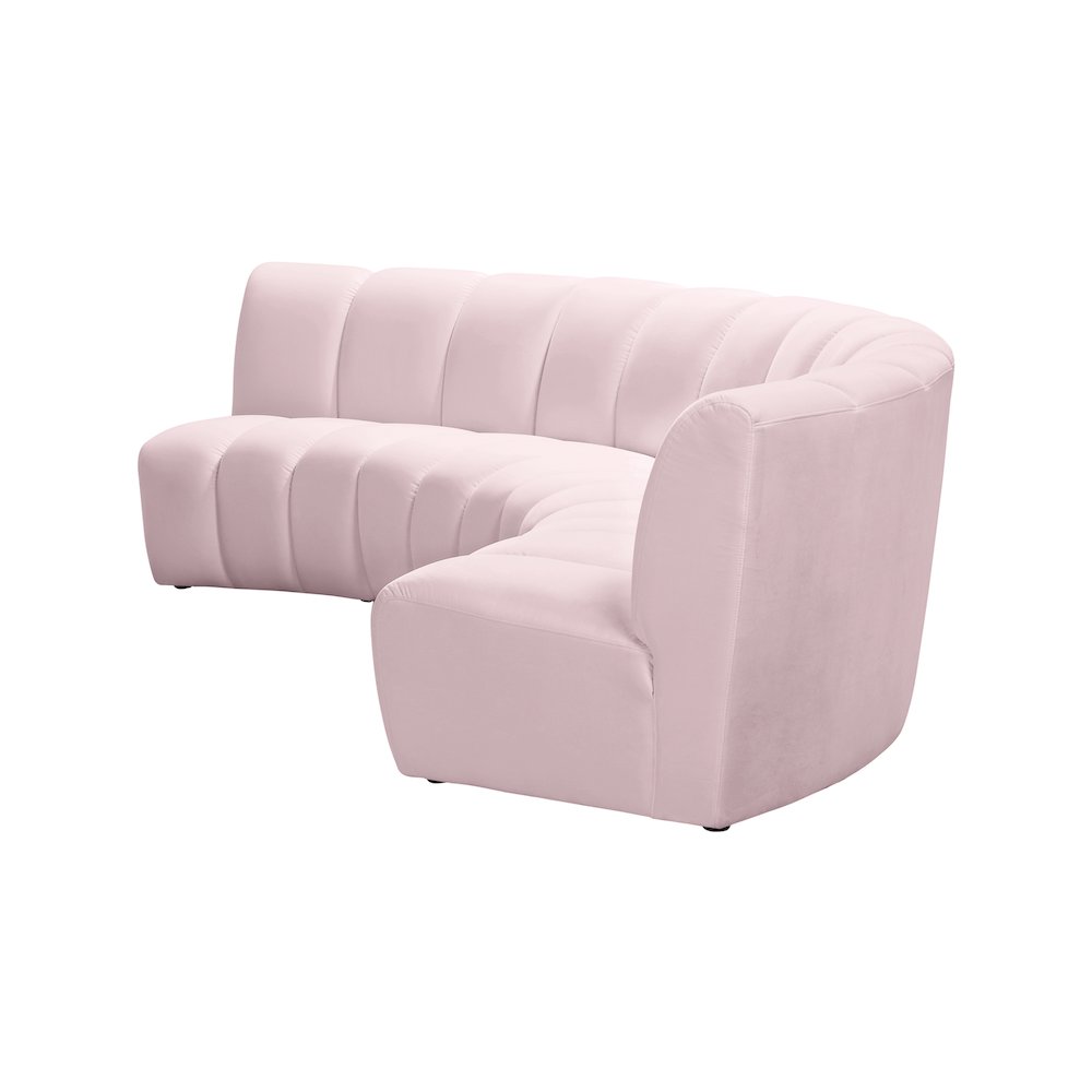 Infinity Pink Velvet 3pc. Modular Sectional
