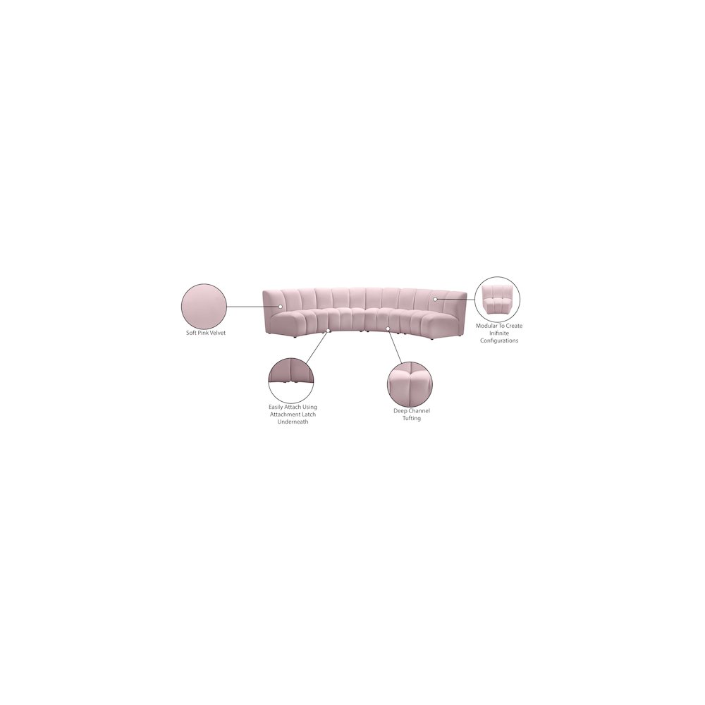 Infinity Pink Velvet 4pc. Modular Sectional