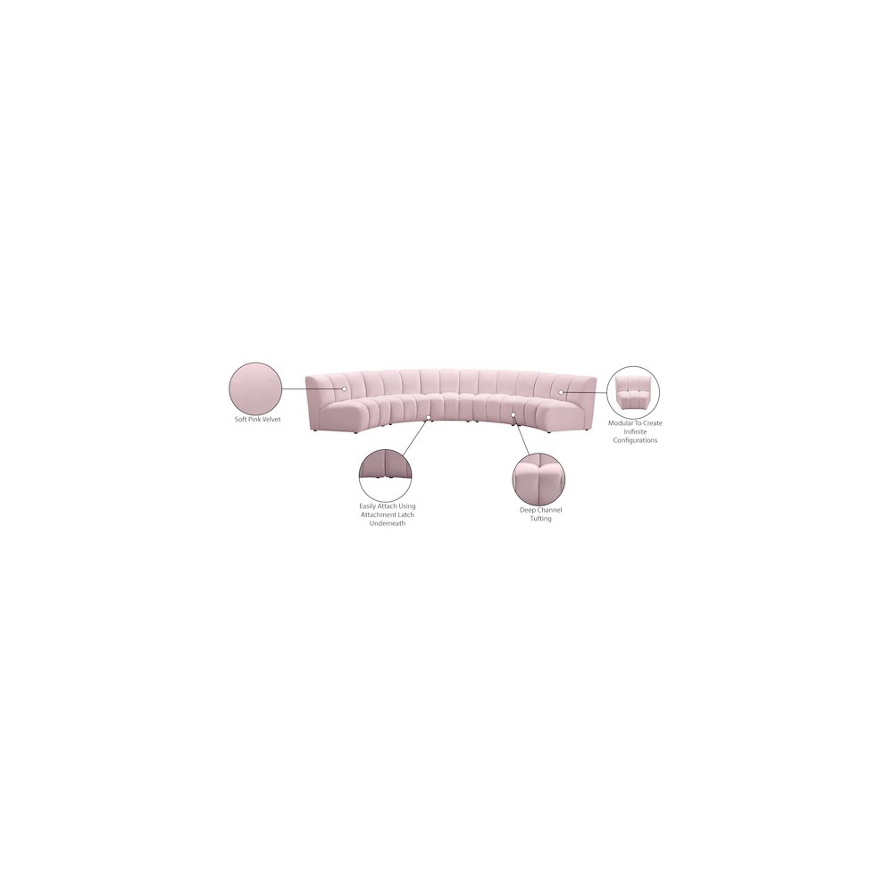 Infinity Pink Velvet 5pc. Modular Sectional