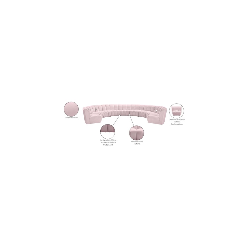 Infinity Pink Velvet 9pc. Modular Sectional