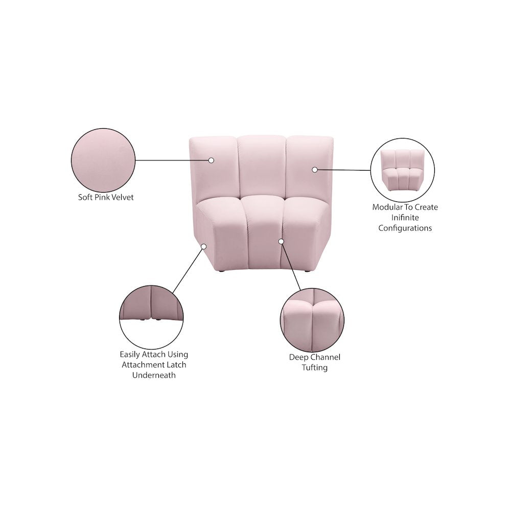 Infinity Pink Velvet Modular Chair