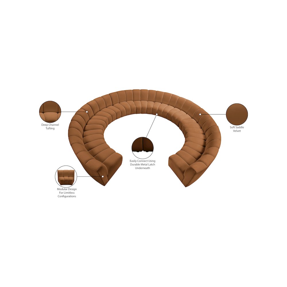 Infinity Saddle Velvet 11pc. Modular Sectional