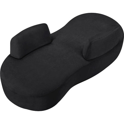 Argyle Black Chenille Fabric Chaise/Loveseat