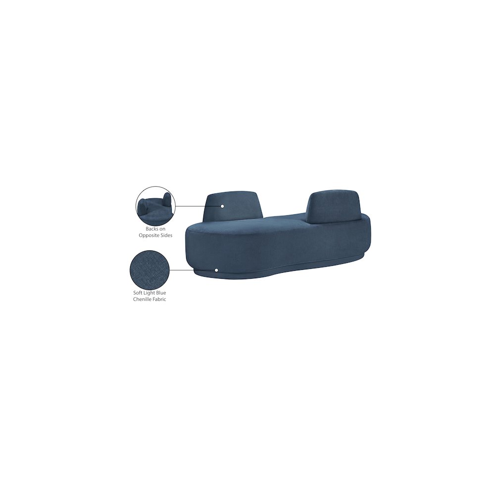 Argyle Light Blue Chenille Fabric Chaise/Loveseat