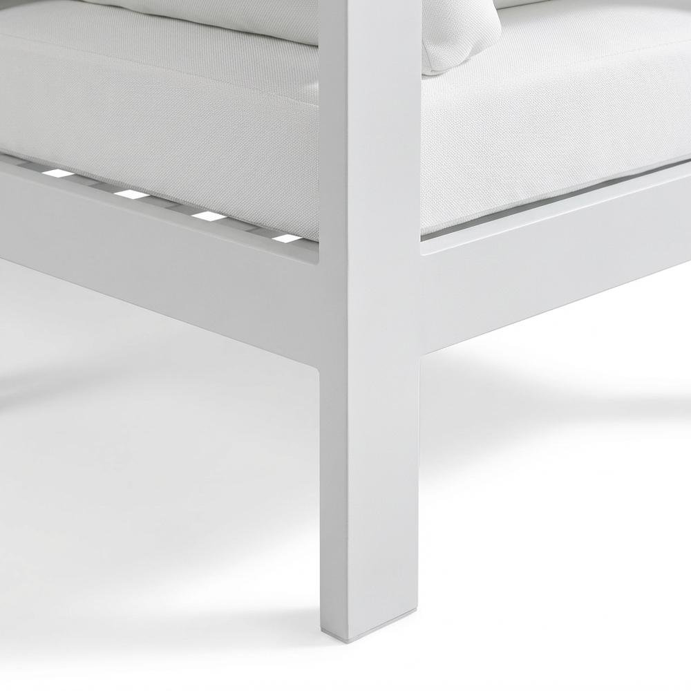 White Fabric Outdoor Patio Modular Sectional With Contemporary Style