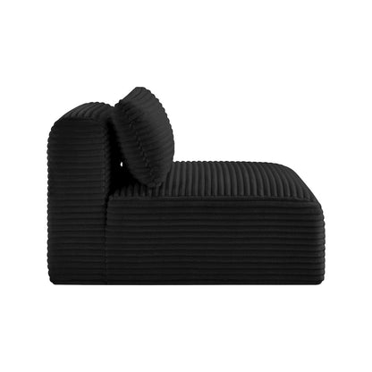 Shaggy Black Corduroy Performance Fabric Armless Chair
