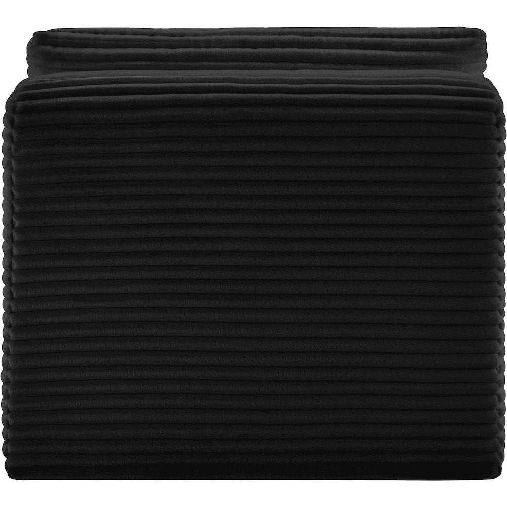 Shaggy Black Corduroy Performance Fabric Armless Chair