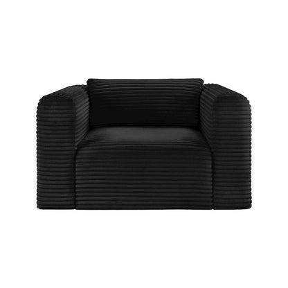 Shaggy Black Corduroy Performance Fabric Arm Chair