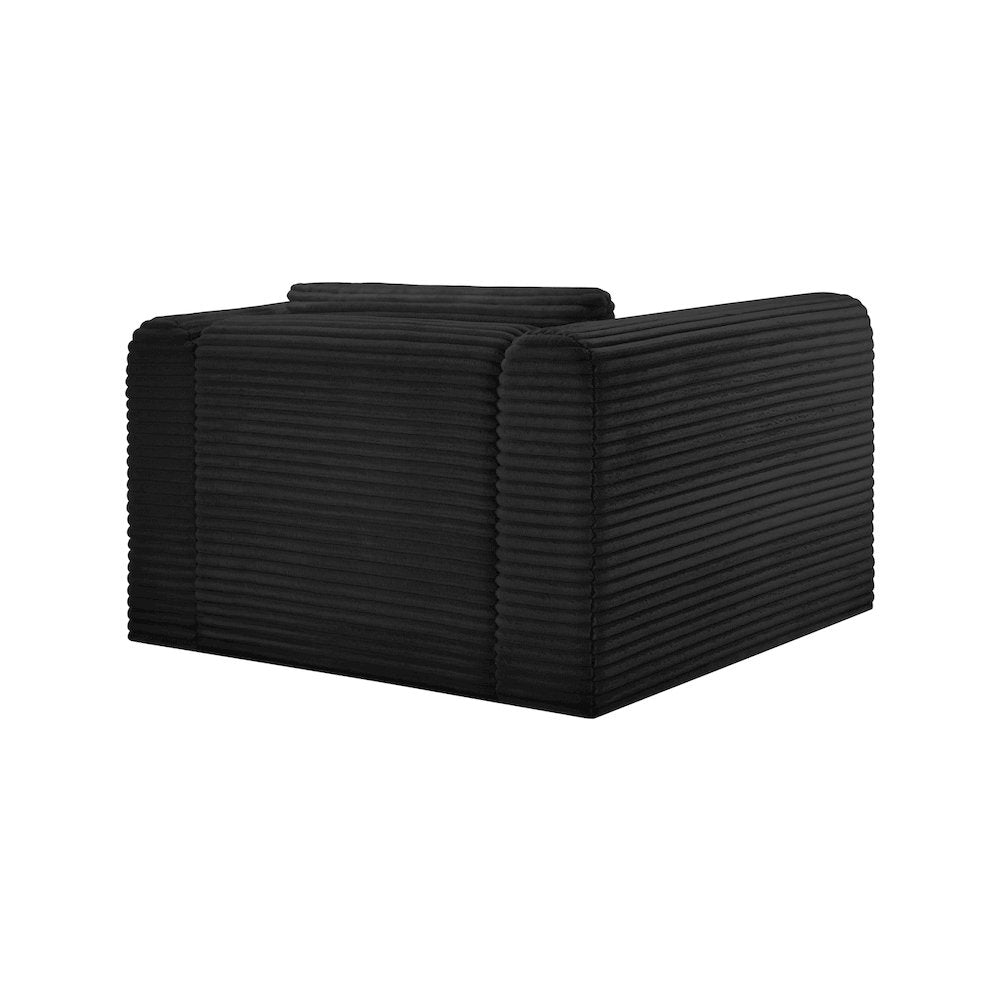 Shaggy Black Corduroy Performance Fabric Arm Chair