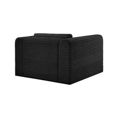 Shaggy Black Corduroy Performance Fabric Arm Chair