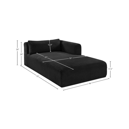 Shaggy Black Corduroy Performance Fabric Chaise
