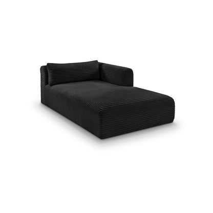 Shaggy Black Corduroy Performance Fabric Chaise