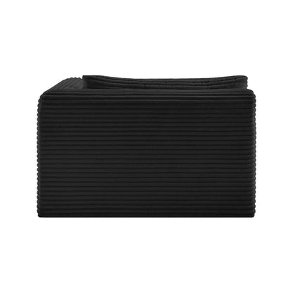 Shaggy Black Corduroy Performance Fabric Chaise