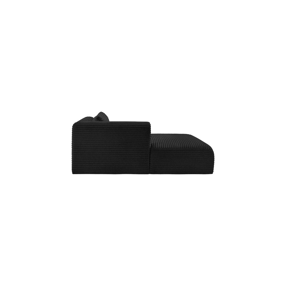 Shaggy Black Corduroy Performance Fabric Chaise