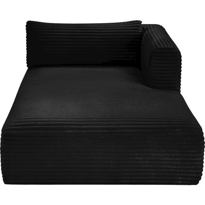 Shaggy Black Corduroy Performance Fabric Chaise
