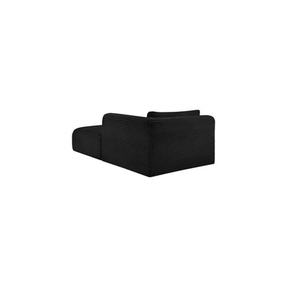 Shaggy Black Corduroy Performance Fabric Chaise