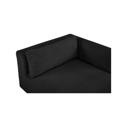 Shaggy Black Corduroy Performance Fabric Chaise