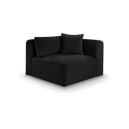 Shaggy Black Corduroy Performance Fabric Corner Chair