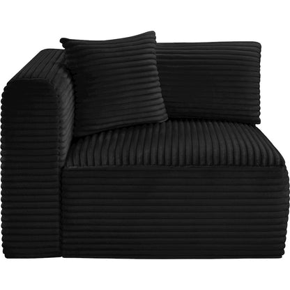 Shaggy Black Corduroy Performance Fabric Corner Chair