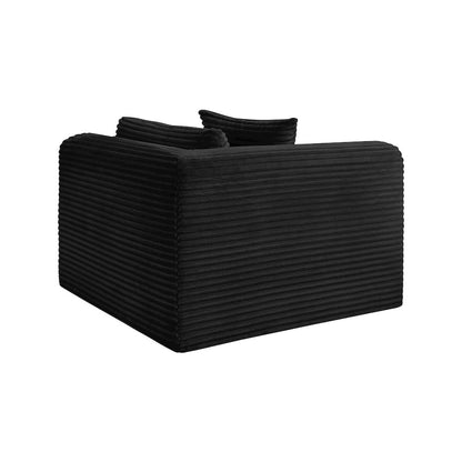 Shaggy Black Corduroy Performance Fabric Corner Chair