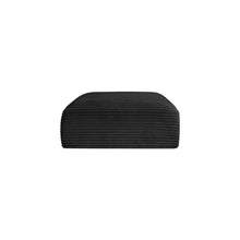 Shaggy Black Corduroy Performance Fabric Ottoman