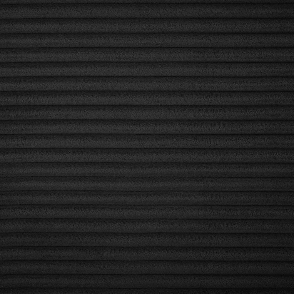 Shaggy Black Corduroy Performance Fabric Ottoman