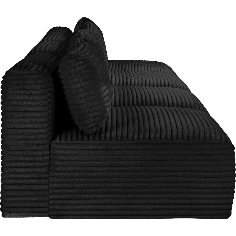 Shaggy Black Corduroy Performance Fabric Modular Sofa