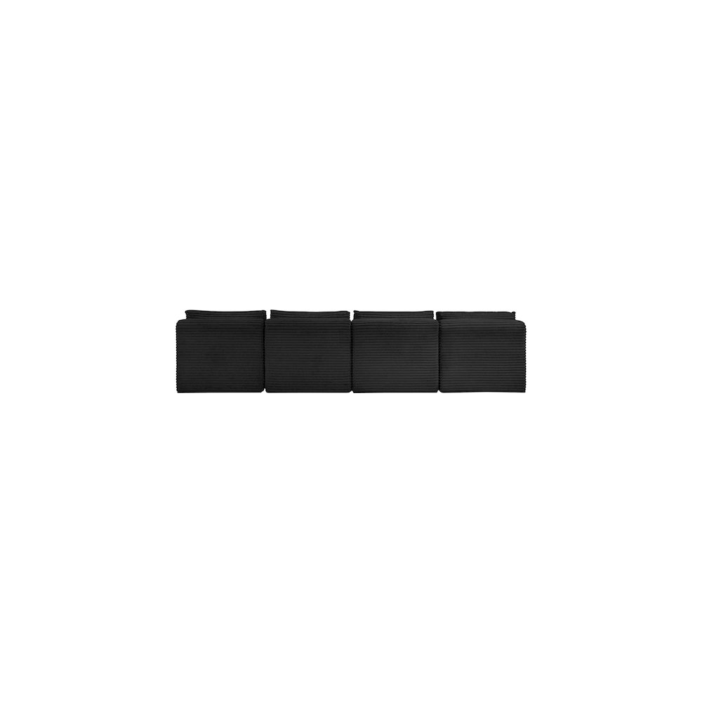 Shaggy Black Corduroy Performance Fabric Modular Sofa