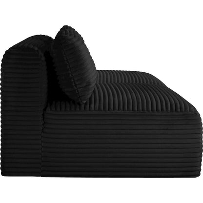 Shaggy Black Corduroy Performance Fabric Modular Sofa