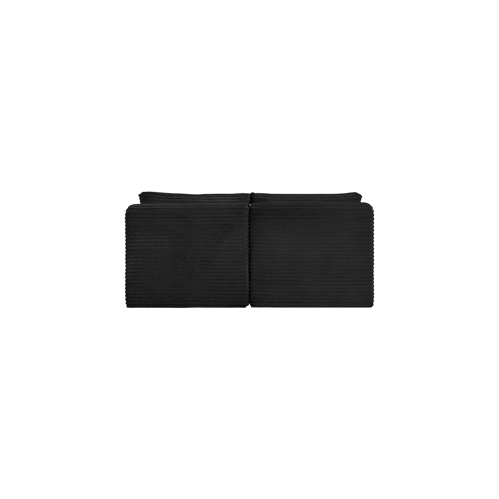 Shaggy Black Corduroy Performance Fabric Modular Sofa